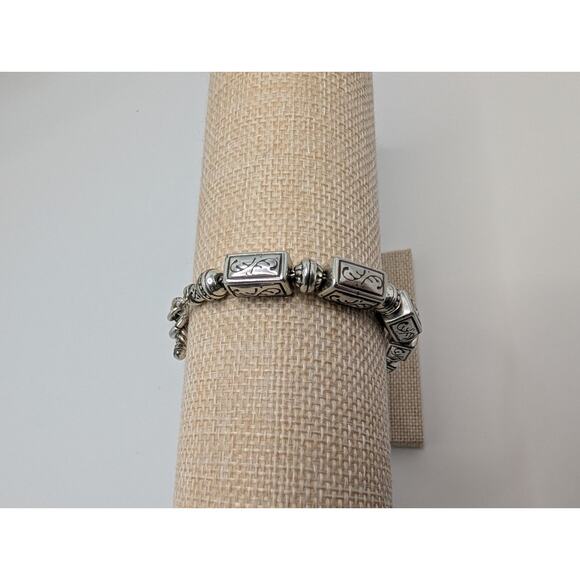Brighton Scroll Detail Toggle Bracelet 7.5in Silver Tone with Gold Charm - Picture 6 of 7